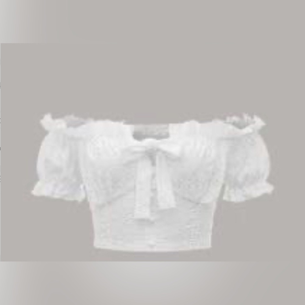 🤍🌙 sexy white eyelet off the shoulder top - 90s - whimsigoth - witchy